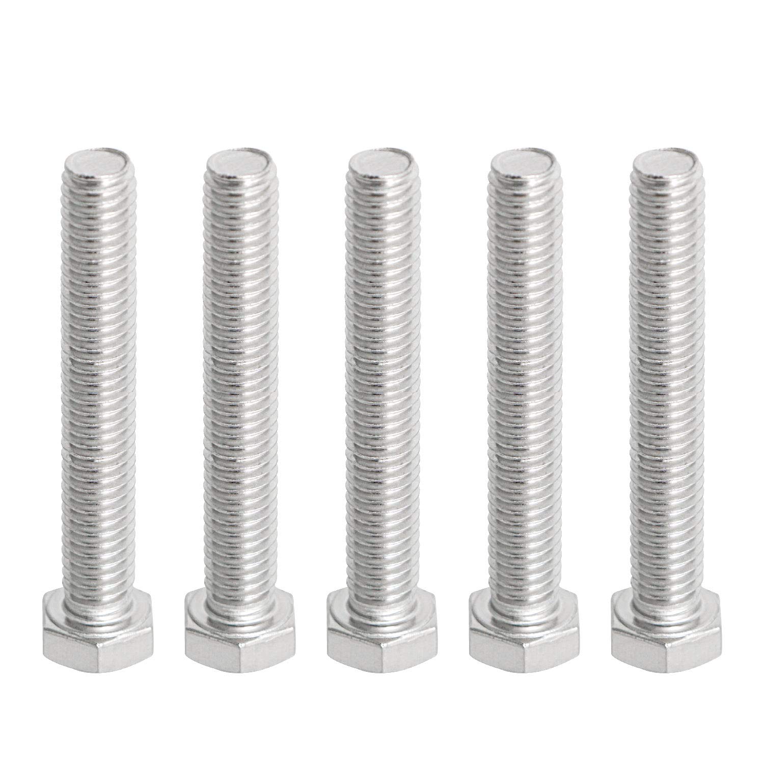 Aopin M8 x 70mm Hex Head Bolts Screws 316 Stainless Steel, A4-70 Fasteners Fully Machine Threaded SUS316 5 Pcs