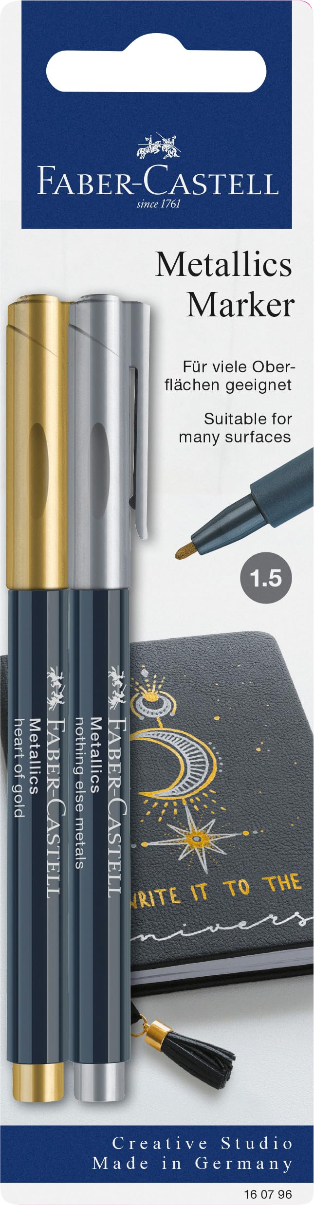 Faber-Castell Creative Studio Metallics Marker, Heart of Gold Nothing Else Metals, Art, Craft, Drawing, Sketching, Home, School, University, Colouring — image 1