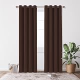 Deconovo Chocolate Eyelet Blackout Curtains 2 Panels W55 x L96 Ready Made view 4
