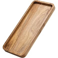 Amazon.com: Wooden Bathroom Vanity Tray, 9.9 Small Decorative Wood Trays | Farmhouse Style Tray for Home Kitchen, Acacia Wood : Home & Kitchen