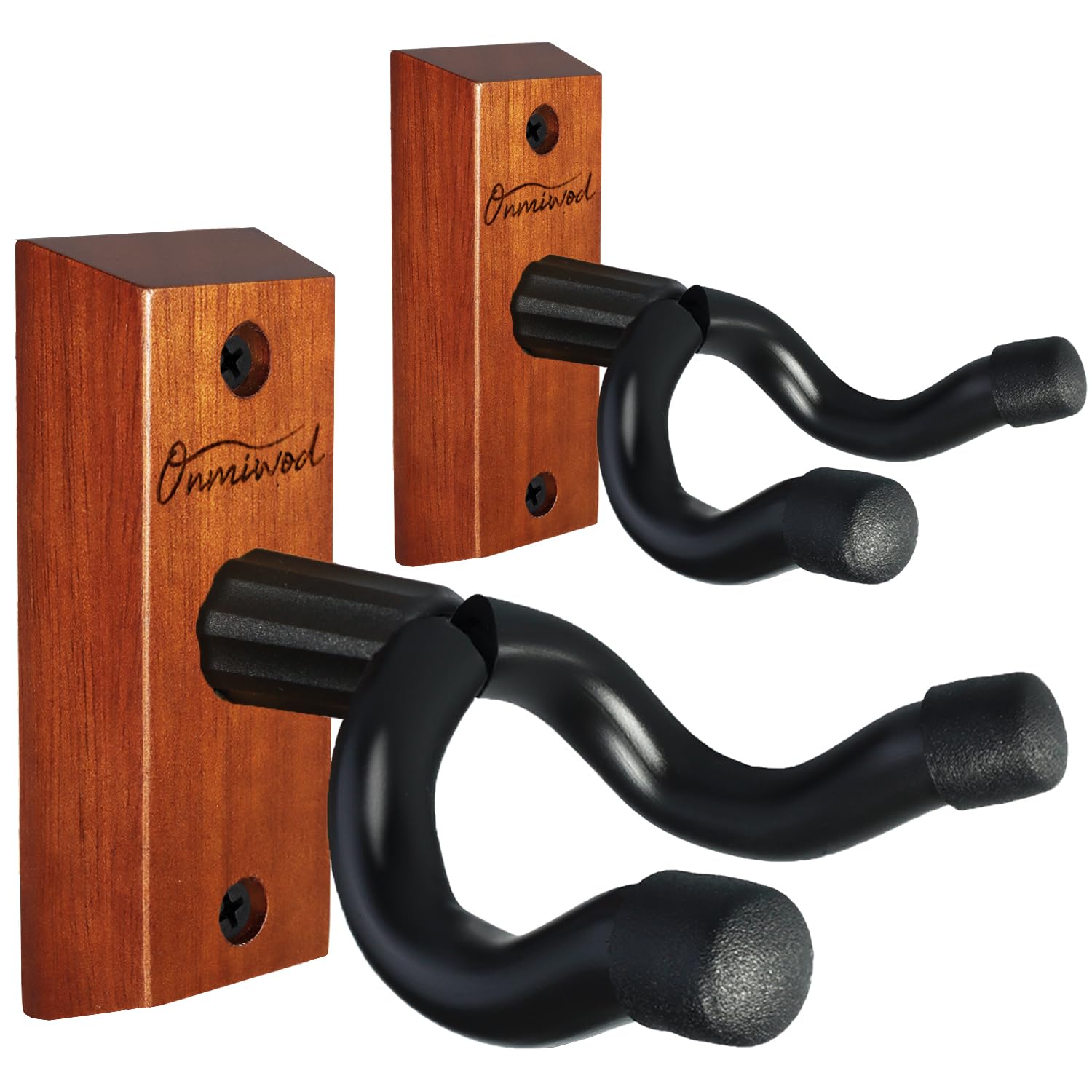 Photo 1 of Onmiwod Guitar Wall Mount 2 Pack, Mahogany Wood Guitar Hanger, U-Shaped Guitar Wall Hanger Mount, Guitar Holder Hook Stand Wall for Acoustic, Electric Guitar, Banjo, Bass, Gift for Guitar Player