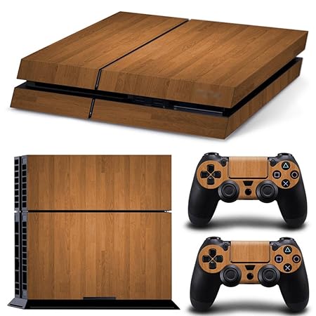 Holz Tankstopp PS4 selbstklebend FACEPLATES Skin Sticker für Konsole X 1 und das Controller x 2 bronze braun