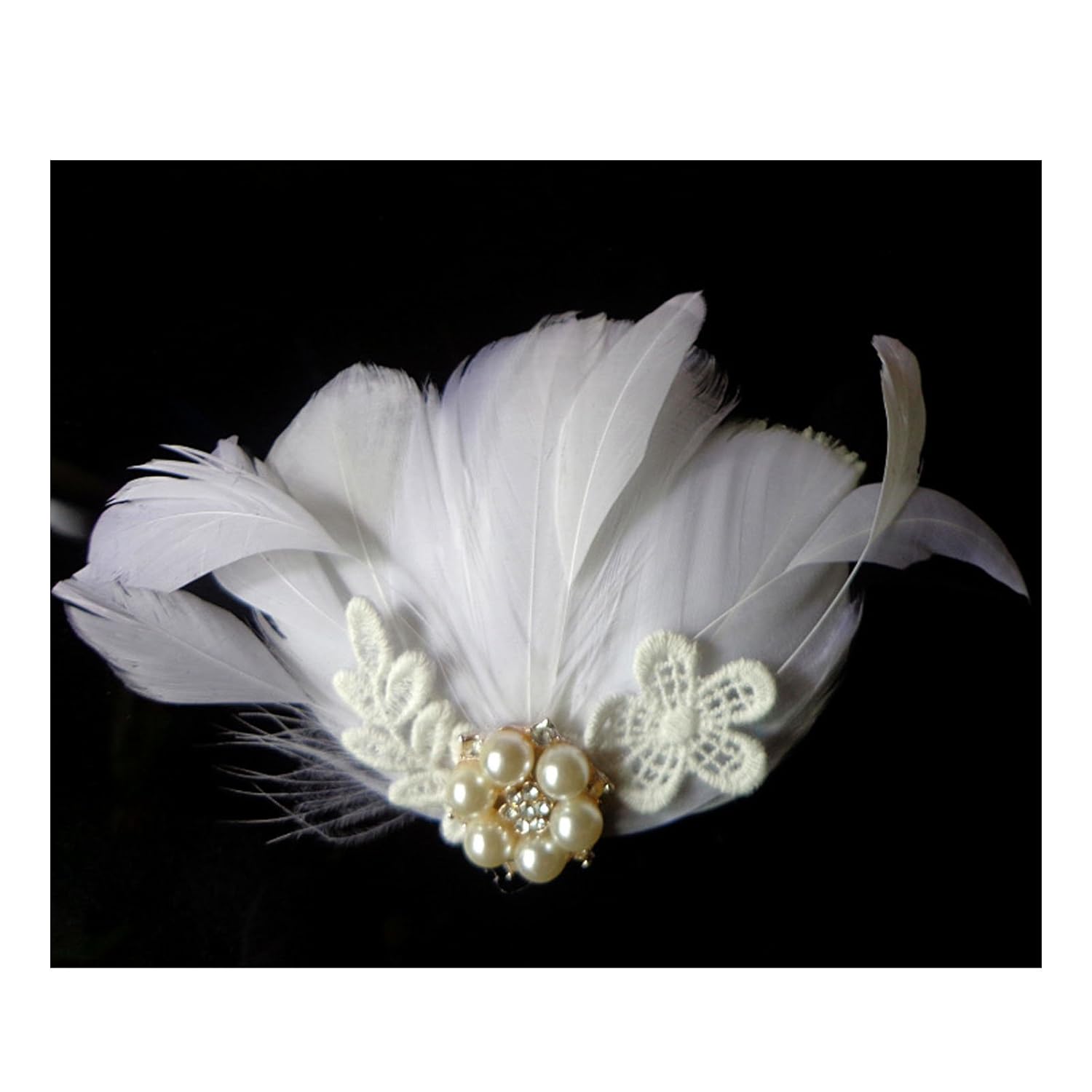 Women S White Feather With Pearl Bridal Fascinator Wedding Hair
