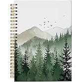 bitCNY Nature Notebook 5.5x8.3 Inches – Green Mountain and Forest Journal, Aesthetic Outdoor-Themed Spiral Notebook