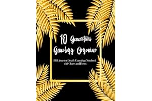 10 Generations Genealogy Organizer: Large Family Tree Charts to fill in, Ancestor Details Genealogy Notebook with Charts and 