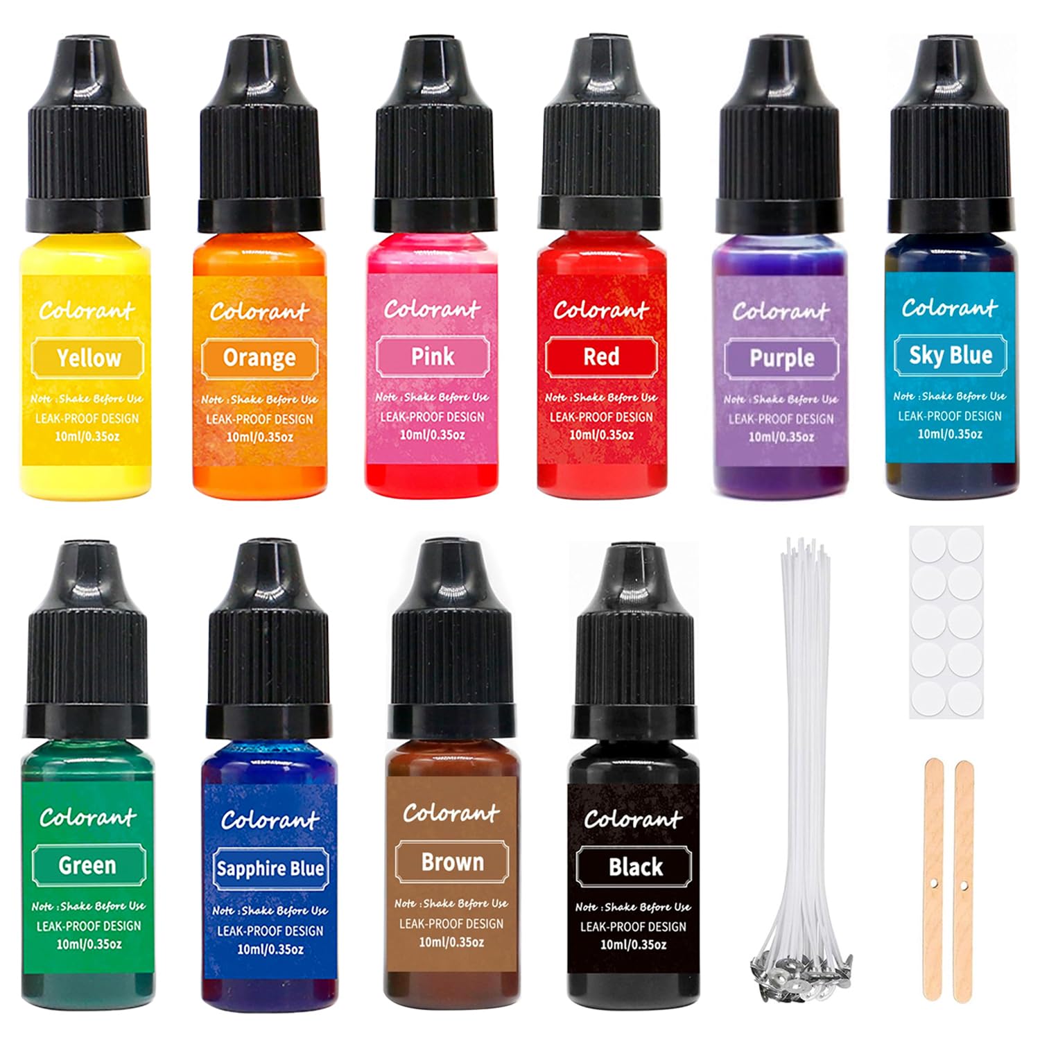 Candle 10 Colours Liquid Dye for Soy Wax, Highly Concentrated Natural Candle Colour Dye for Wax Melts