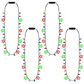 Traplace 4 PCS Christmas Light Up Necklaces, 8 LED Bulbs Light Up Christmas Necklace, 3 Modes Colorful Xmas Party Supplies for Women, Xmas Decor for Ugly Sweater Holiday Party Festive Gifts
