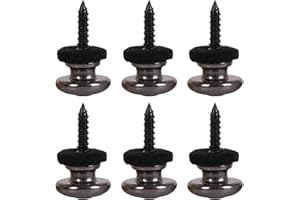 Kasteco 6 Pieces Mushrooms Head Guitar Strap Buttons Strap Locks Chrome (Black)