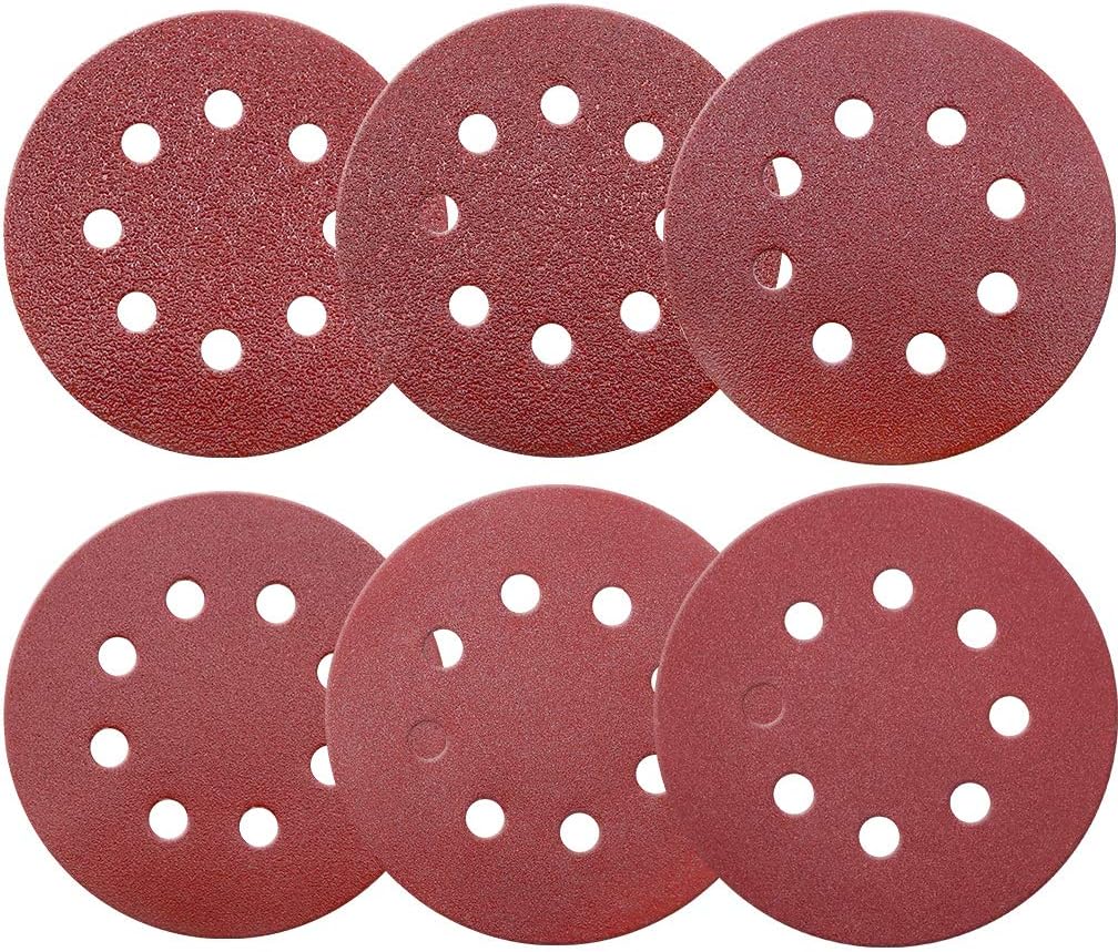 Maveek 60 Pcs 125mm Sanding Discs, 5 Inch Round Hook and Loop Sanding Discs