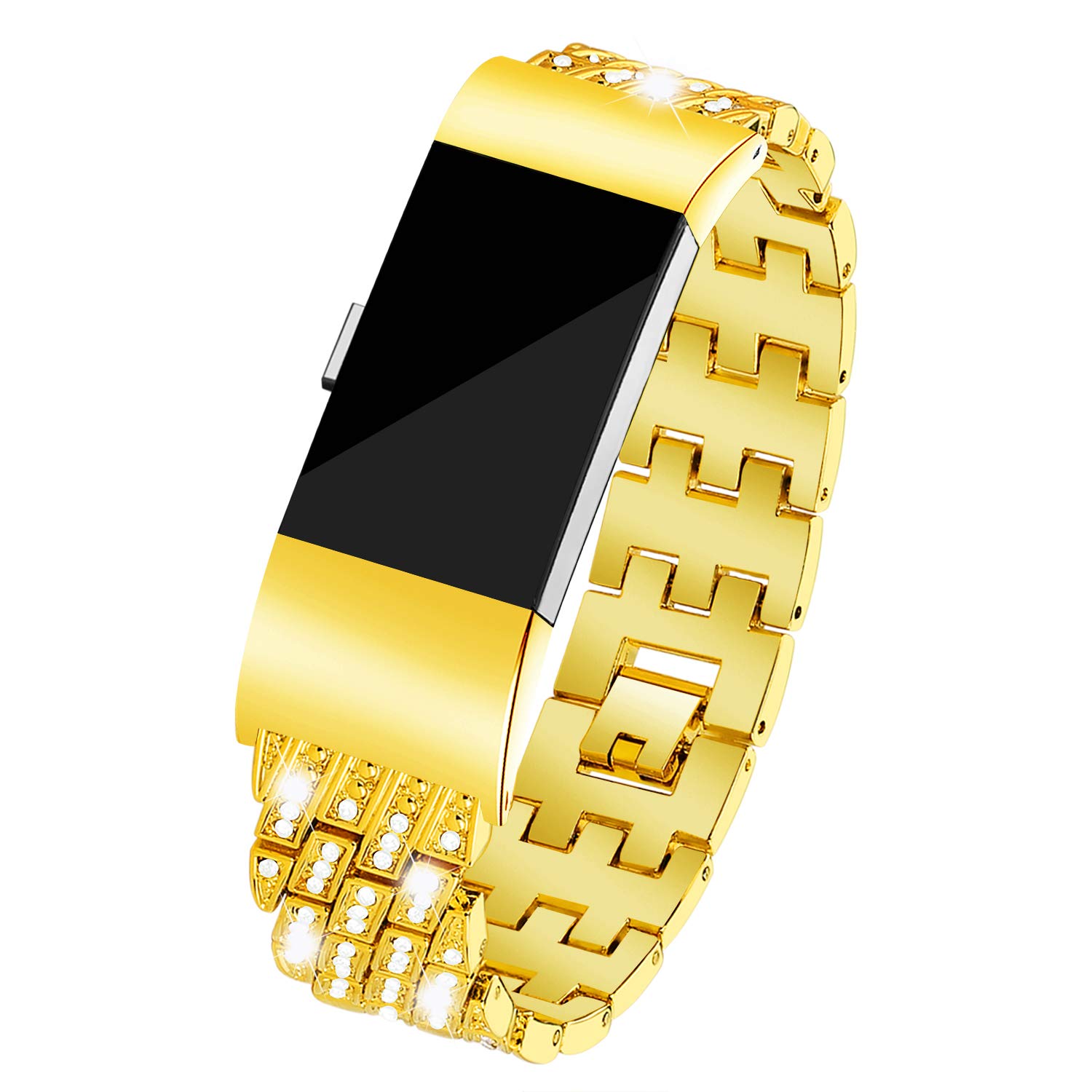 Kaleidoc Bands Compatible Fitbit Charge 2 - Metal Replacement Wristband with Premium Rhinestone Crystals, Adjustable Classy Bracelet Strap Compatible Fitbit Charge 2 Bands