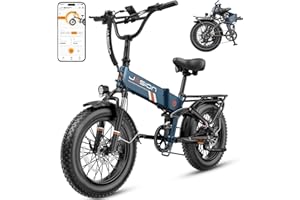 Jasion X-Hunter ST/PRO Foldable Electric Bike with 20'' Fat Tire,Up to 71-80 Miles Range Ebike,1400W/1800W Peak Motor,Top Speed 30+MPH E Bike,Full Suspension & Dual Hydraulic Disc Brakes Bicycles