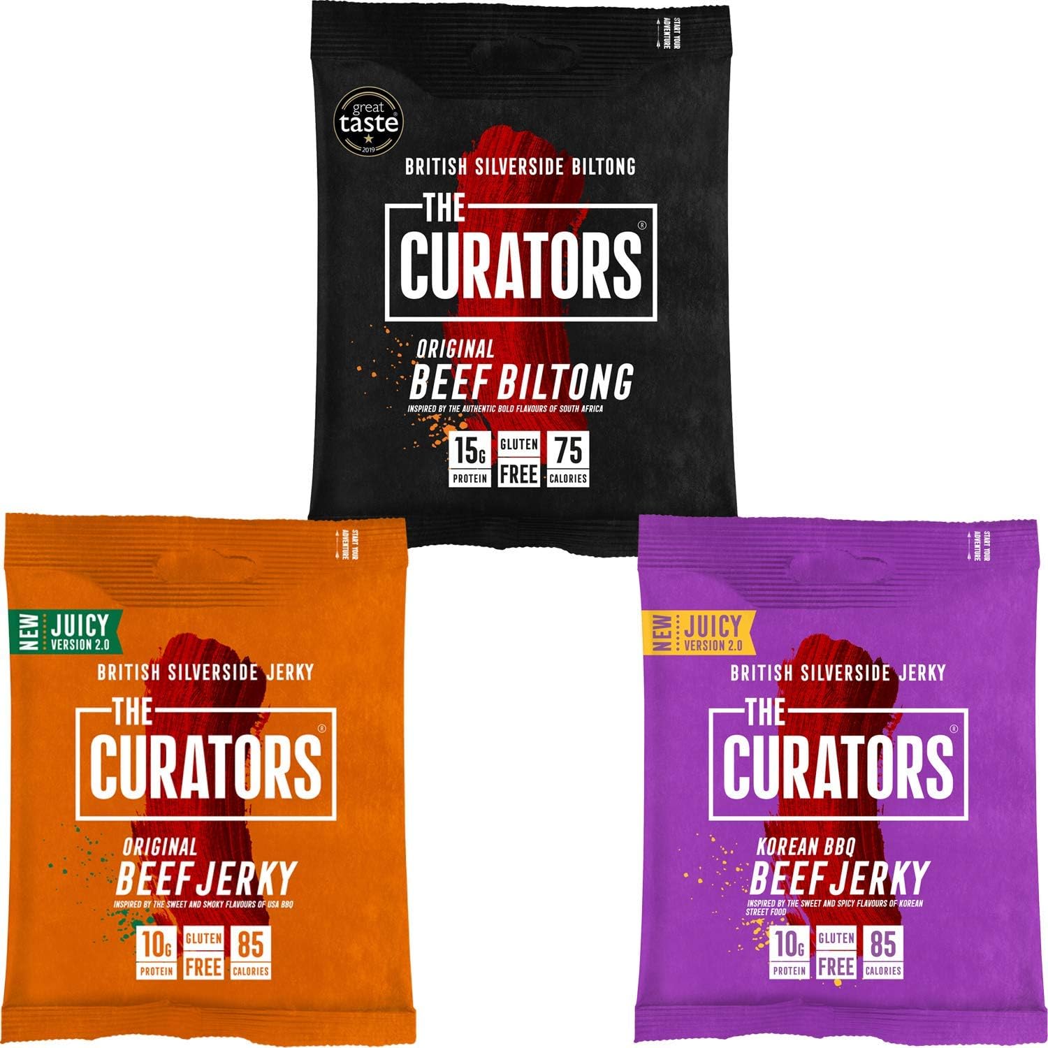 THE CURATORS British Beef Jerky & Biltong - Mixed Box - High Protein Snacks - (6 Pack)