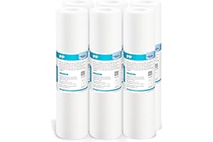 Membrane Solutions 20 Micron Sediment Water Filter Replacement Polypropylene Cartridge 10"x 2.5" for Whole House RO System, Compatible with Aqua-Pure AP110, GE FXUSC, WHKF-GD05, Culligan P5-6 Pack