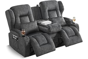 SAMERY 68" RV Loveseat Recliner Sofa, Manual Reclining Loveseat 6" Wall Hugger Recliners with Flip-Down Console, USB, Outlet, Cup Holders, Pockets, Velvet RV Couch for RV Furniture Living Room