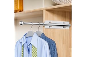 MAVIVEGUE 12” Retractable Slide Out Valet Rod, Adjustable Closet Rod Extender, Valet Rod for Closet Pull Out, Pull Out Closet Rod for Suits,Dresses,Wardrobe, Laundry (Silver)