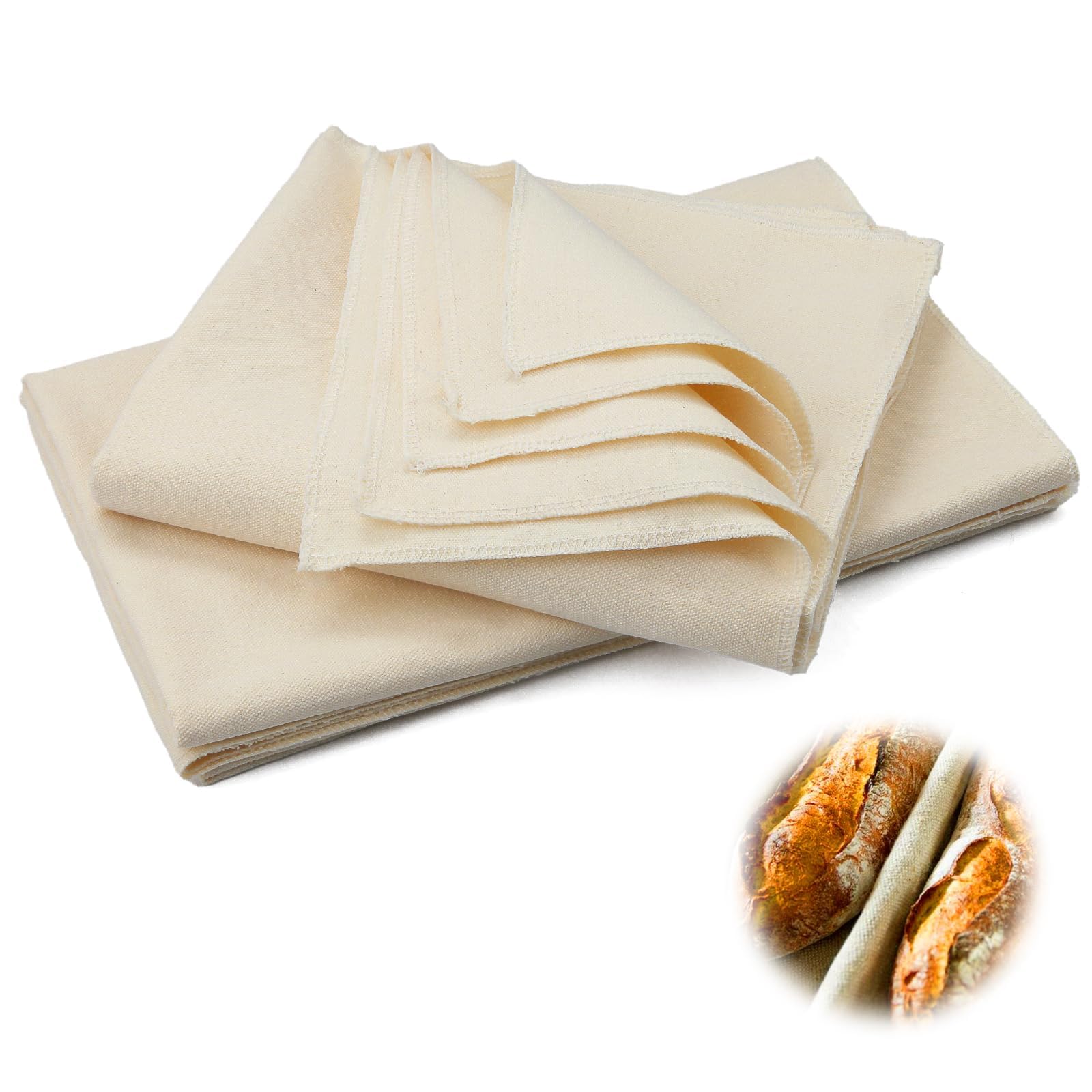 3 PCS Linen Cloth 75x45cm/29.5 × 17.7 inch Large Bread Proofing Cloth for Bakers Professional Linen Couche Baguette Baking Fermented Accessories for Loaf Dough Preparation and Baking
