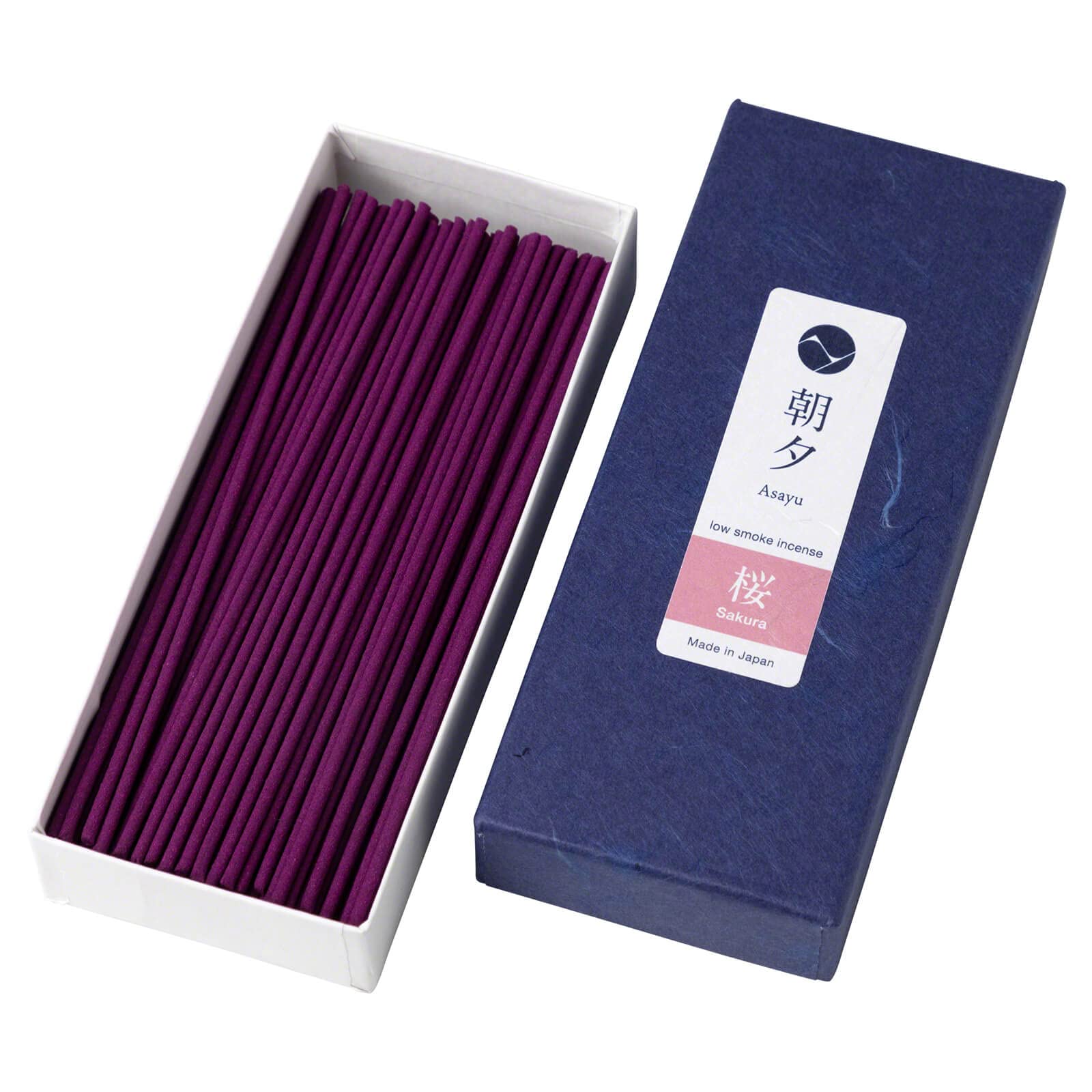 Asayu Japanese Low Smoke Incense Sticks Sakura Cherry Blossom Scent - ca. 80 sticks, 40gr - Made in Japan - Quality, Natural Material Incense - Sakura Cherry Blossom Individual Pack