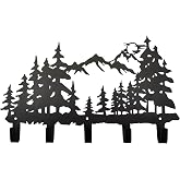 VIVICOMFY Metal Tree Coat Hooks Wall Art Decor-Tree Hangers and Key Holder-Clothes Rack and Backpack Hanger-Forest Theme Hooks Sweet Home Decor for Storage, Living Room, Hallway, Office (Black)