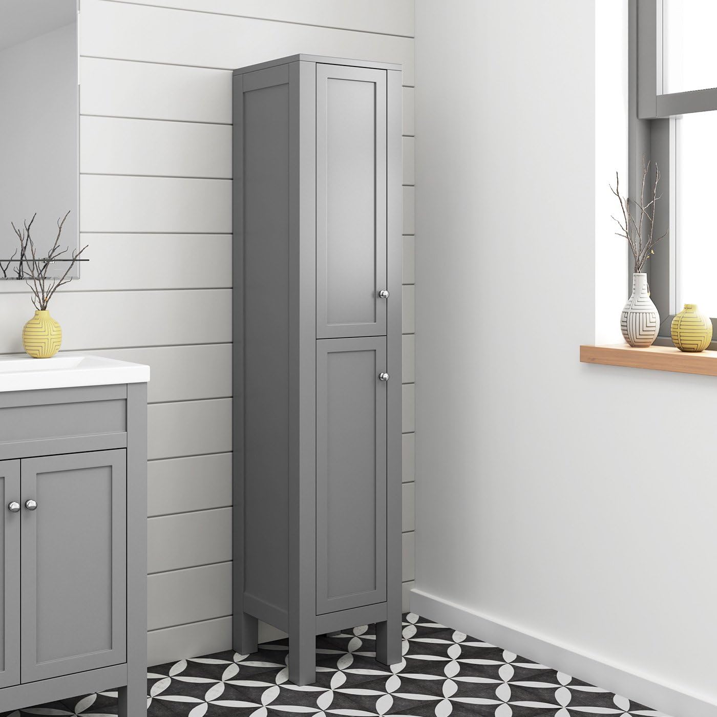 1600 Mm Grey Tall Unit Basin Bathroom Door Storage Furniture Bathroom Fixtures Diy Tools Tennesseegreenac Com
