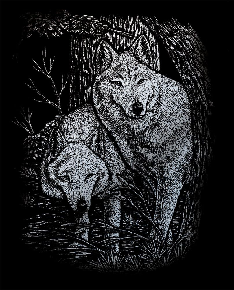 Royal & Langnickel Silver Engraving Art A4 Size Wolves in Trees Designed Painting Set - Image 3