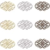 PH PandaHall 150 pcs 3 Colors Tibetan Style Iron Oval Filigree Charm Pendant Link Connectors for Earring Necklace Jewelry DIY Craft Making, Mixed Colors