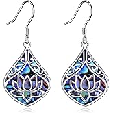 POPLYKE 925 Sterling Silver Tree of Life Dangle Earrings for Women Fashion Abalone Shell Jewelry Gifts for Mom Sister Friend Birthday