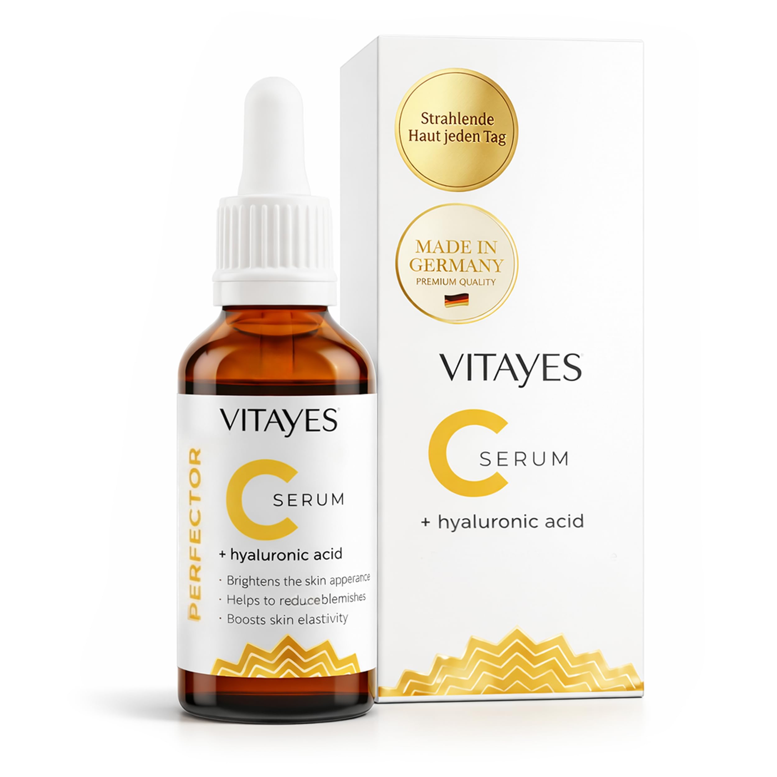 Vitayes Stabilized Perfector Vitamin C Serum for Face 30ml- Anti-Dark Spots & Brightening Serum Lightweight and Non-Greasy- Anti Ageing & Anti-Wrinkle Serum Suitable for Dull, Tired and all Skin Type