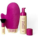 Coco & Eve Sunny Honey Bali Bronzing Bundle (Dark). All Natural Sunless Tanning Mousse. Instant Self Tanning Lotion with Bronzer, Mitt Applicator and Kabuki Brush.