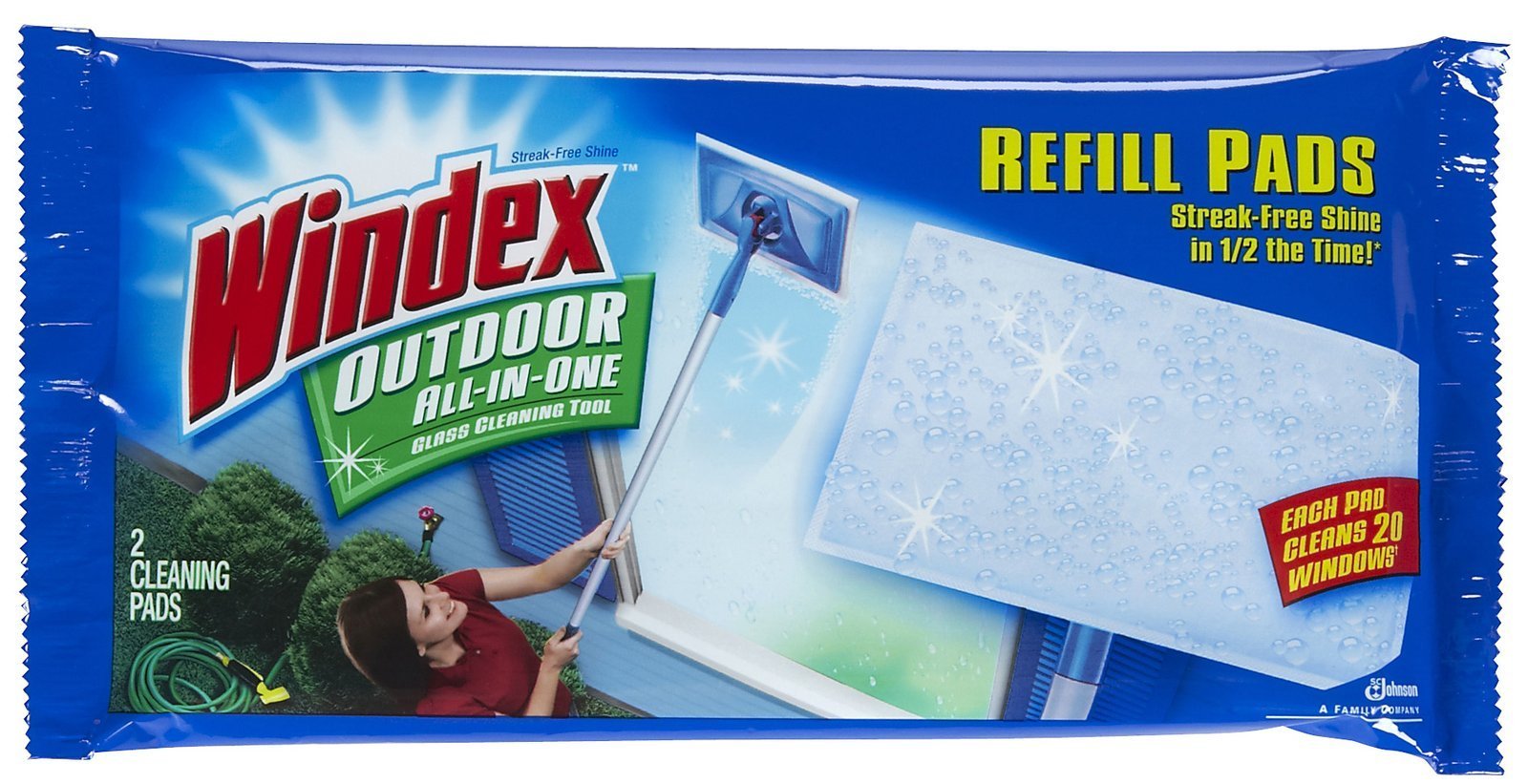 Windex Outdoor AllinOne Window Cleaner Pads Refill, 2 Count (Pack of