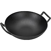 Charkettle 14" Cast Iron Wok with Handles, Compatible with Weber Gourmet BBQ System and Spirit II &Genesis II GS4 System, Pre-Seasoned Nonstick Cooking Wok Pan for Grill, Campfire, Rocket Stove