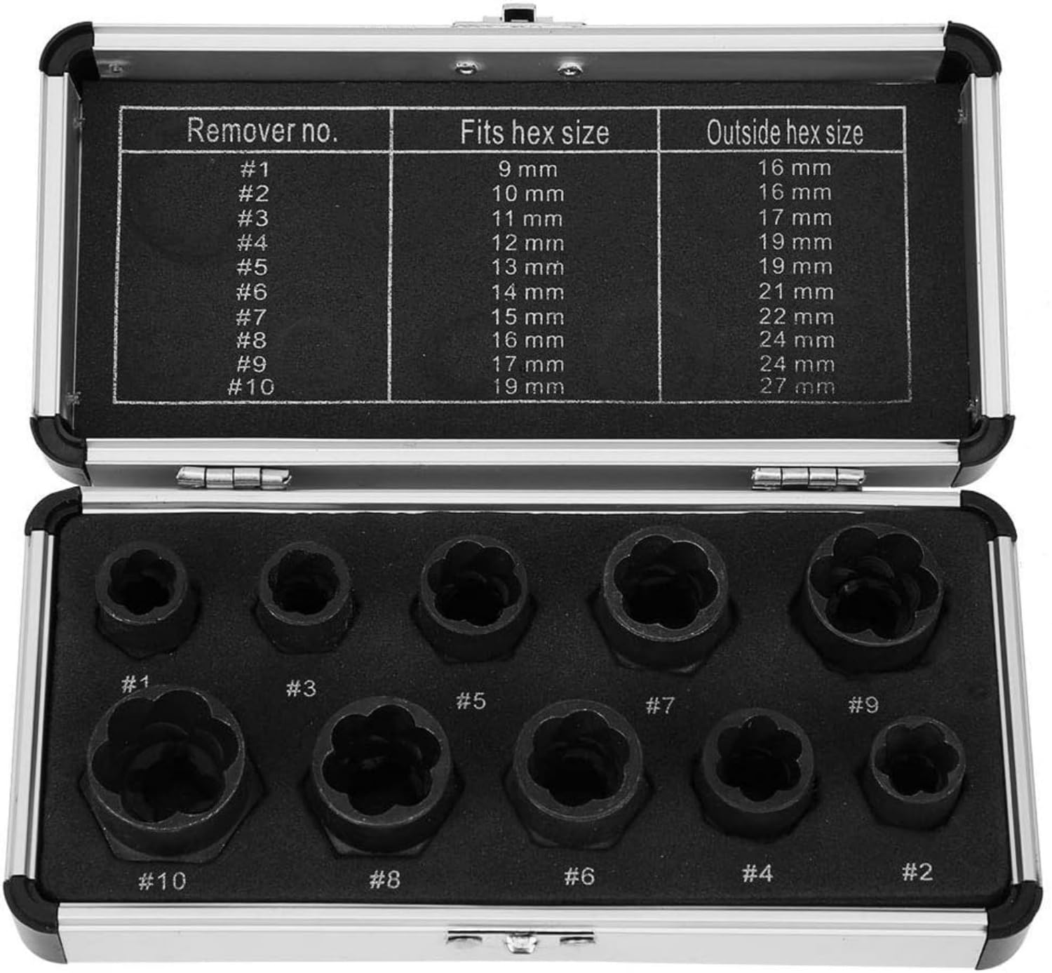 Impact Bolt and Nut Extractor Set,10Pcs/Set Remover Nut Extractor Socket Tool for Removing Damaged, Dead, Rusted, Rounded-Off Bolts, Nuts & Screws