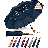 SIEPASA 49/54/62 Inch Windproof Golf Umbrella - Automatic Open/Close, Real Wood Handle - Large Folding Travel Umbrella for Wind, Rain & Sun Protection.