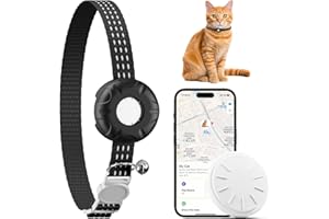 ZITTZ Cat Tracker,No Monthly Fee Cat Tracker Collar (Only iOS),Waterproof Pet Tracker for Cats with Safety Elastic Buckle,Works with Any Collar,Compatible with Apple Find My App not for Android