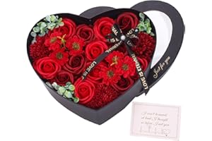 RIDDSEE Preserved Rose Gift Heart Soap Flower Preserved Flowers Bouquet Artificial Forever Flowers for Wife Girls Valentines Day,Mothers Day,Anniversary,Birthday,Christmas - Red