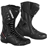 PROFIRST Motorcycle Boots for Men Comfortable Fit Riding Armored Boots with Zipper, Anti-Slip Sole, Reinforced Street Racing Shoes