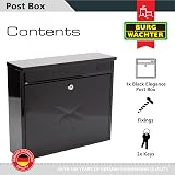 Burg-Wachter MB02BK Black Post Box Wall Mounted Galvanised Steel Lockable view 3