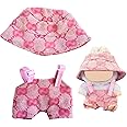 17cm Labubu Clothes Set, Hat & Overalls Set for 17cm Labubu Accessories Suit, Cute Clothes for Labubu Dress up Unique Style (Pink)