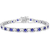 FANCIME Birthstone Tennis Bracelet, Sterling Silver Tennis Bracelets for Women, Fine Jewelry Wedding Bridal Prom Birthday Gift for Women Mom Wife, Length 7.2 Inch, Width 4mm
