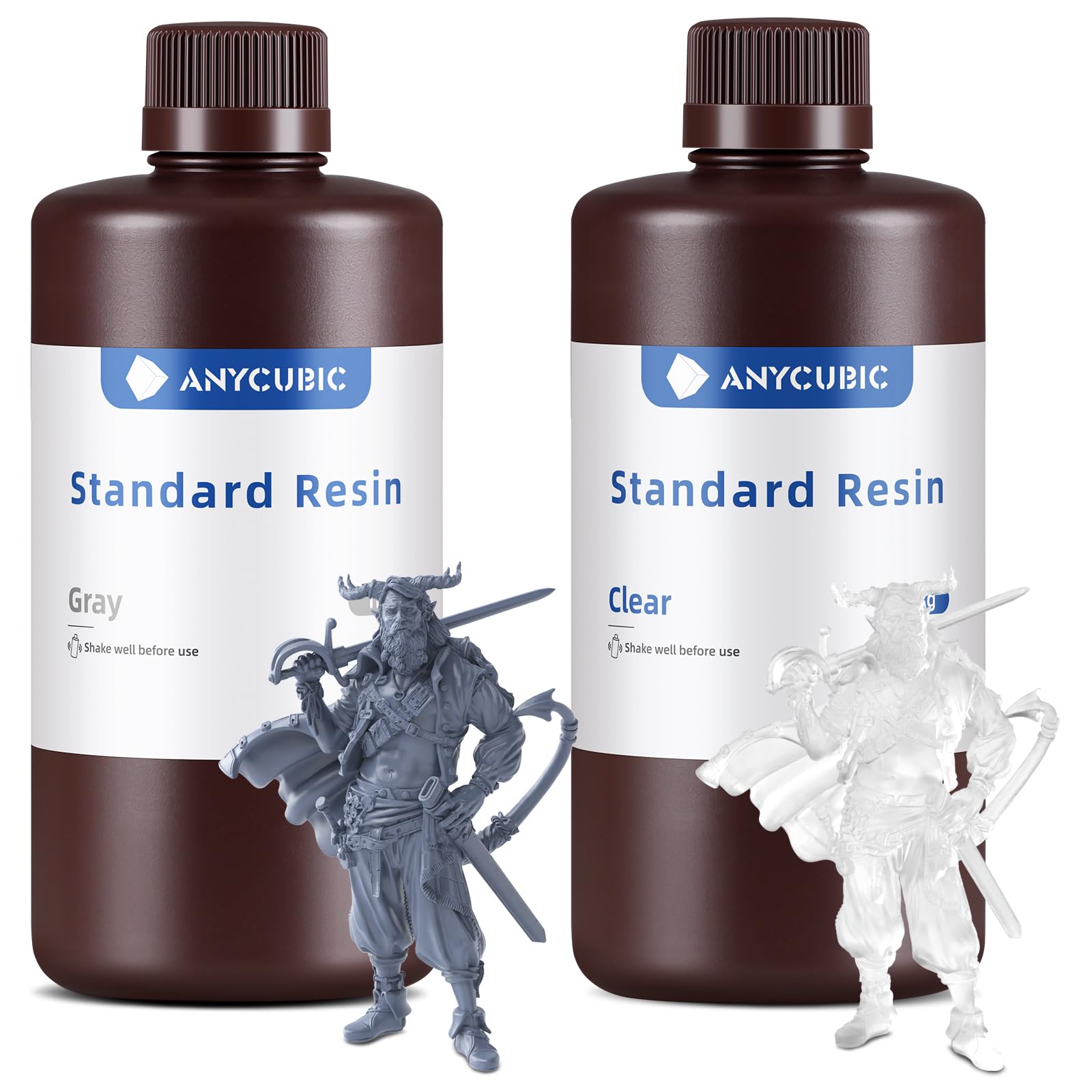ANYCUBIC 3D Printer Resin Bundle, 405nm High Precision Fast Curing UV Photopolymer Resin for LCD 3D Printing, Grey+Clear, 2kg Image ANYCUBIC 3D Printer Resin Bundle, 405nm High Precision Fast Curing UV Photopolymer Resin for LCD 3D Printing, Grey+Clear, 2kg Image