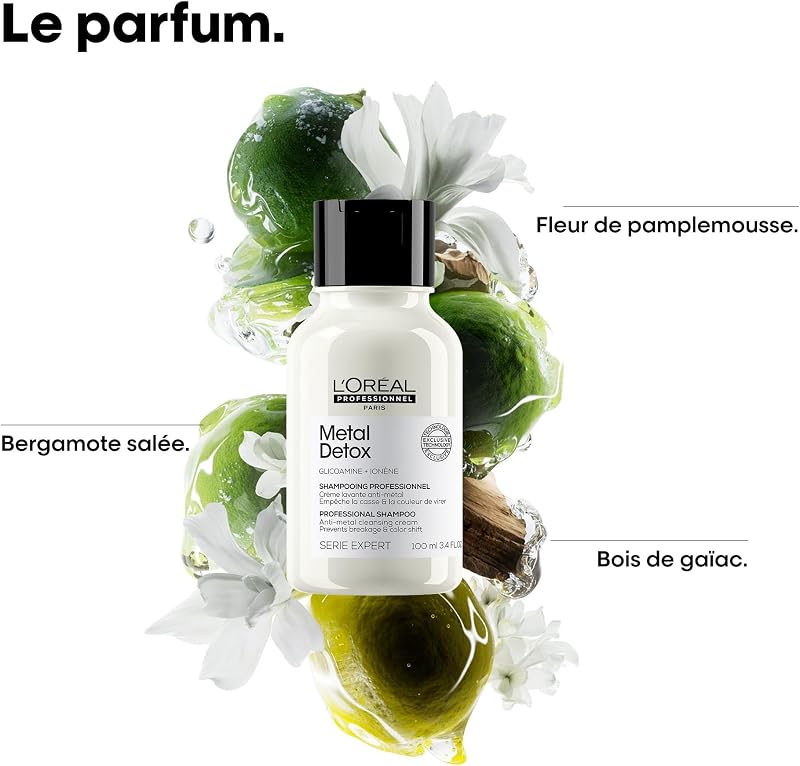 L'OREAL PROFESSIONNEL - Crème Lavante Metal Detox - Shampoing Anti-Casse & Anti-Metal - +67% de Nutrition - Empêche La Couleur de Virer - Cheveux Secs, Abîmés & Cassants - Format Voyage 100 ml