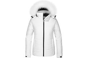 Skieer Women's Waterproof Ski Jacket Warm Puffer Jacket Thick Hooded Winter Coat