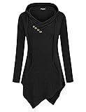 Miagooo Long Hoodie for Women, V Neck Ribbed