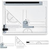 Zonon A4 Portable Drawing Board, Multi-Function Metric Drafting Table Drafting Board with Clear Rule Parallel Motion and Angle Adjustable Measuring System