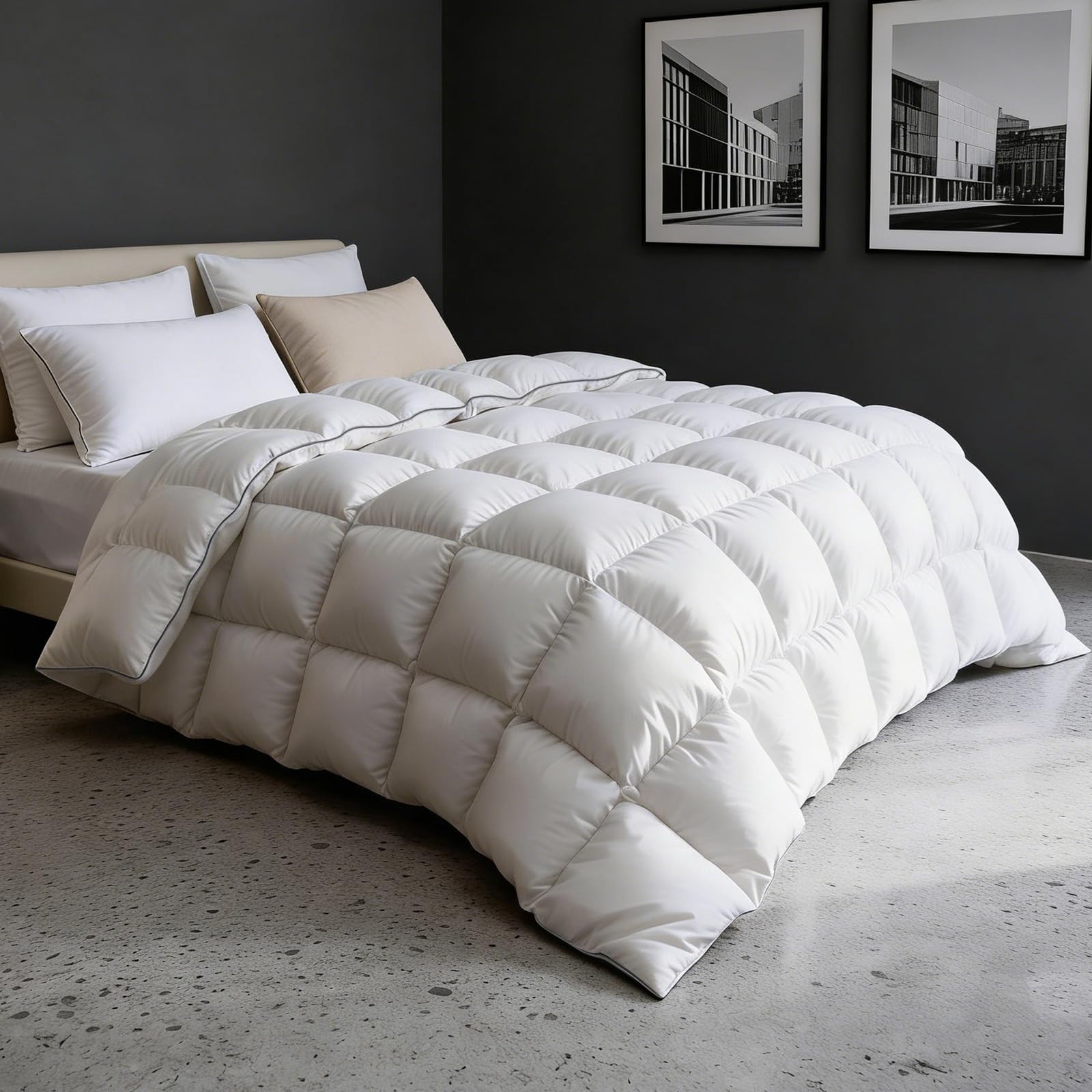 Photo 1 of Goose Down Comforters 100% Cotton Shell King Size Comforter Luxury Duvet Insert, All Season White Bed Comforter Medium Warmth Goose Down Duvet,430 Thread (King 106x90)