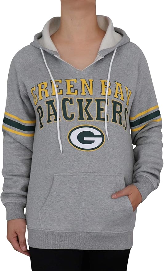 Winzonup Womens Sporty Football Sweatshirt Pullover V Neck Packers Hoodies - Grey at Amazon 