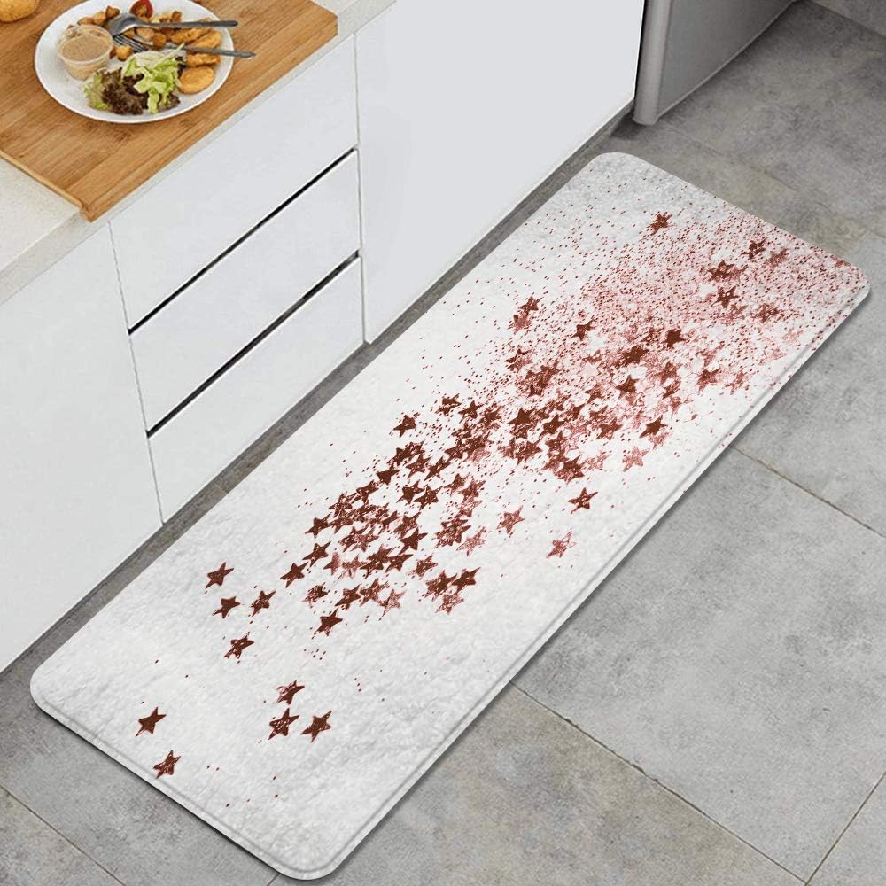 KGSPK Anti Fatigue Kitchen Rugs Rose Gold Glitter and Glittering Stars