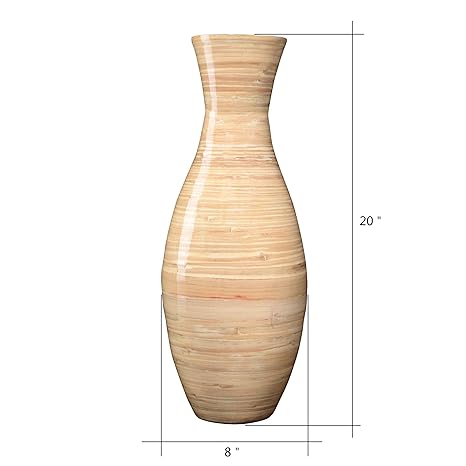 Villacera Handcrafted 20 Tall Natural Classic Floor Vase For Silk