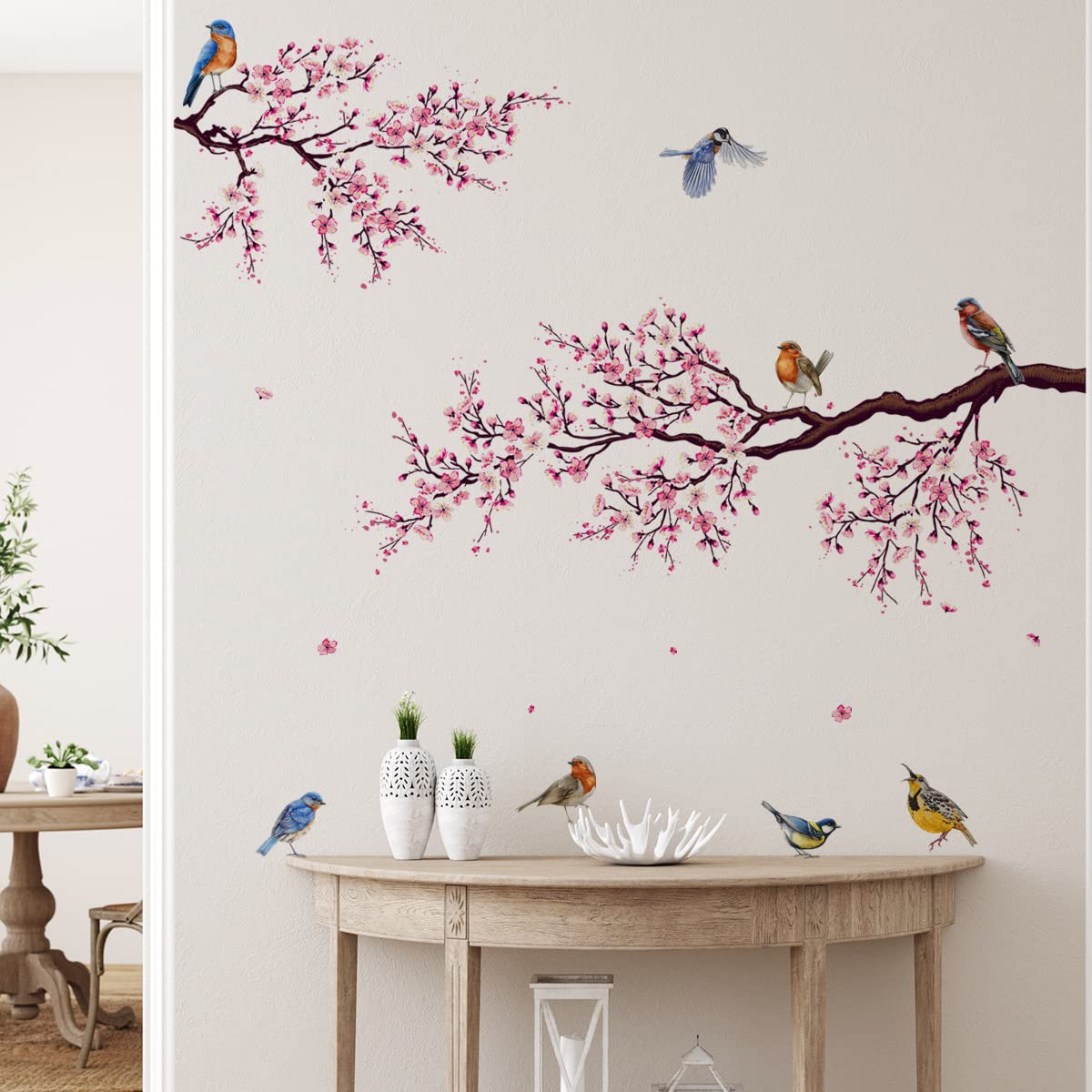 Runtoo Cherry Blossom Wall Art Decals Bird Branch Floral Wall Stickers for Living Room Girls Bedroom Nursery Wall Decor — image 1