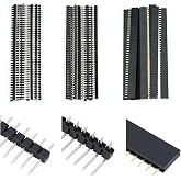 QSYZAIL 30 Pcs Header Pins 2.54 mm Straight Right-Angle Male and Female Pin Headers Connector Compatible with for Arduino ESP32 PCB Breadboard DIY Projects