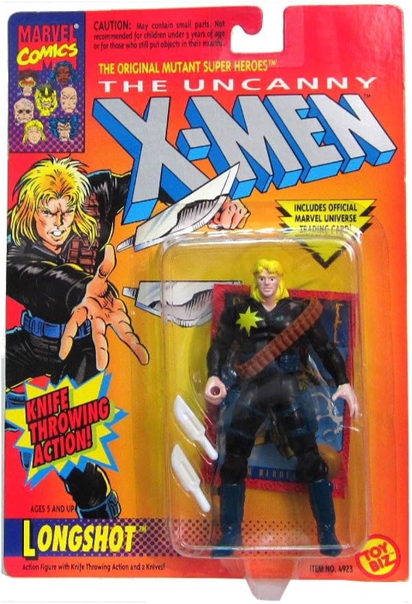 Year 1993 The Original Mutant Super Heroes The Uncanny X-Men 5 Inch Tall Action Figure - LONGSHOT with Knife Throwing Action Plus Official Marvel Universe Trading Card